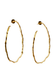 Product shot of the Hammered Brass Open Hoops in colour Goldbrass (Metallics), from the front
