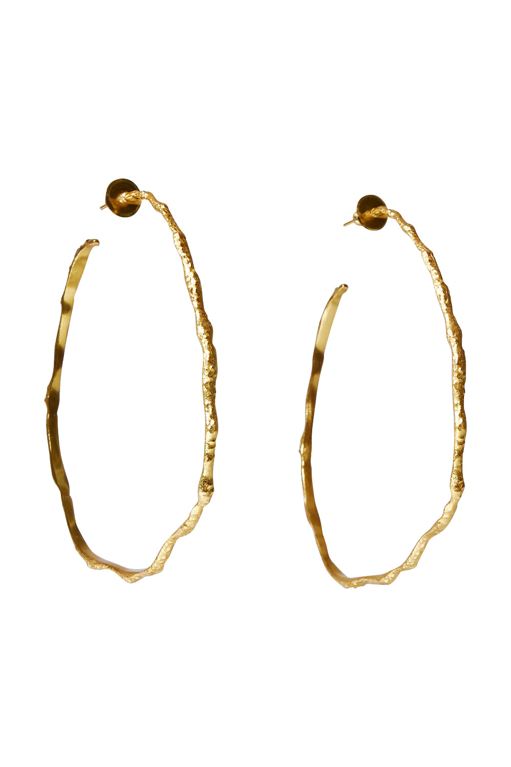 Product shot of the Hammered Brass Open Hoops in colour Goldbrass (Metallics), from the front