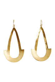 Product shot of the Brass Oversize Earrings in colour Goldbrass (Metallics), from the front