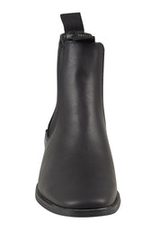 Product shot of the Vegan Leather Pull On Flat Boot in colour Black (Black), detail