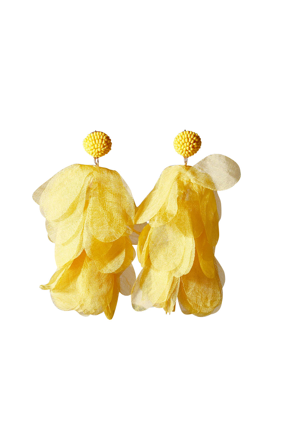 Product shot of the Bunch of Colour Earrings in colour Yellow, from the front