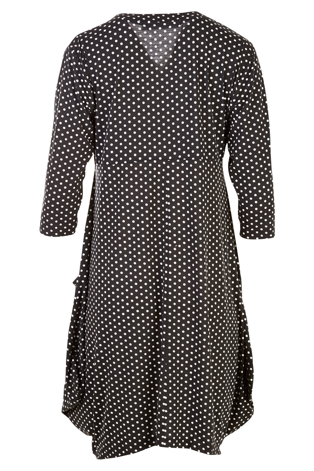 Product shot of The Spot Pocket Tunic Dress in colour Spot (Black), from the back