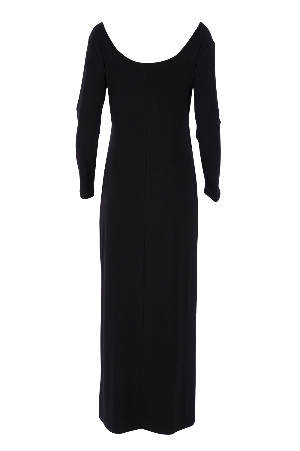 Product shot of The Long Sleeve Comfort Maxi in colour Black (Black), from the back