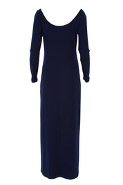 Product shot of The Long Sleeve Comfort Maxi in colour Navy (Blue), from the back