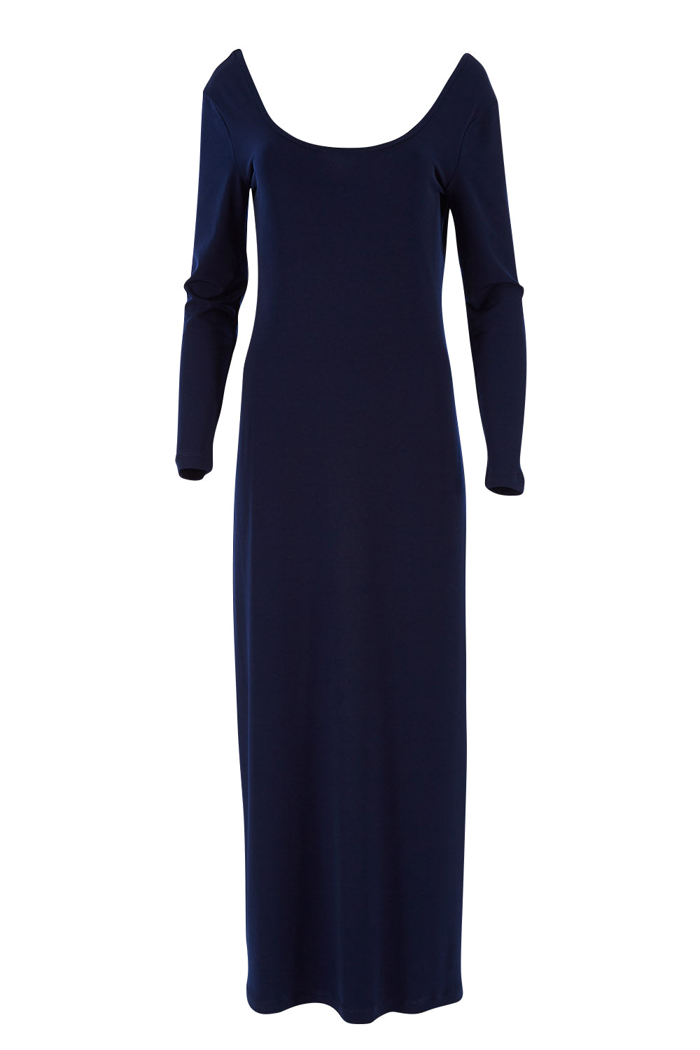 Product shot of The Long Sleeve Comfort Maxi in colour Navy (Blue), from the front