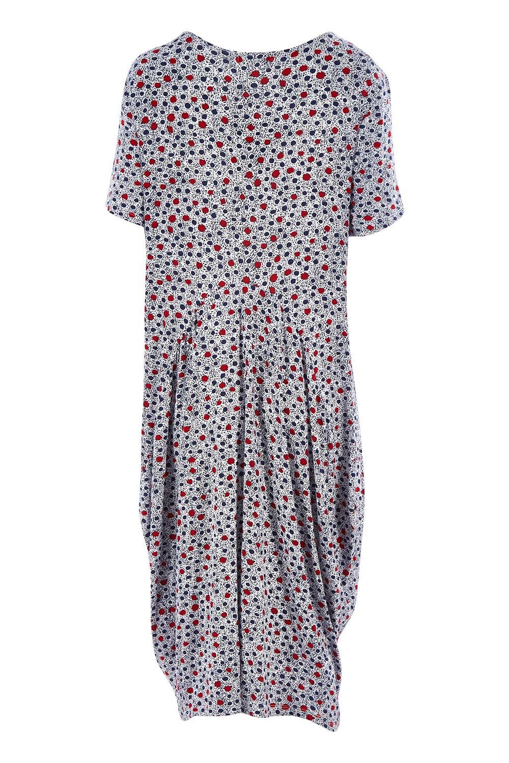 Product shot of The Short Sleeve Bounce Dress in colour Spot (White), from the back