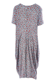 Product shot of The Short Sleeve Bounce Dress in colour Spot (White), from the back