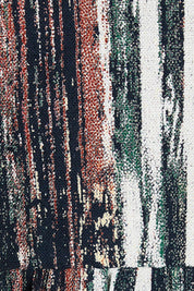 Product shot of The Wrap Front Midi Dress in colour Multistrip (Black), detail