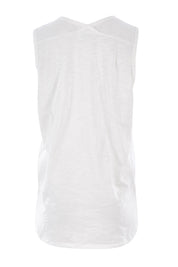 Product shot of The Long Line Tank in colour White (White), from the back