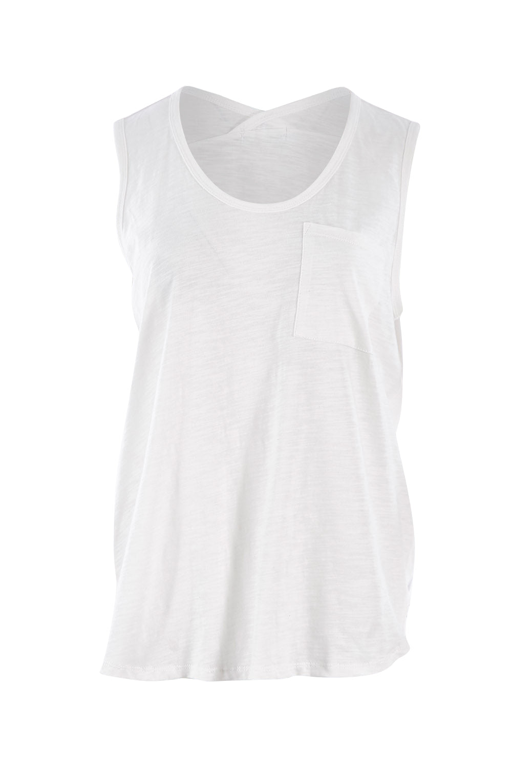 Product shot of The Long Line Tank in colour White (White), from the front