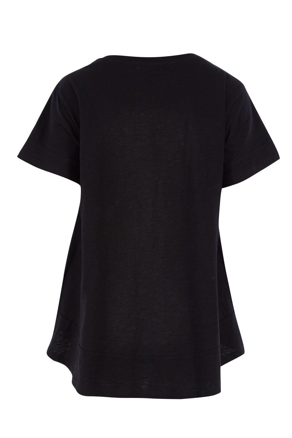 Product shot of The Short Sleeve Swing Tee in colour Black (Black), from the back