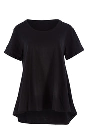 Product shot of The Short Sleeve Swing Tee in colour Black (Black), from the front