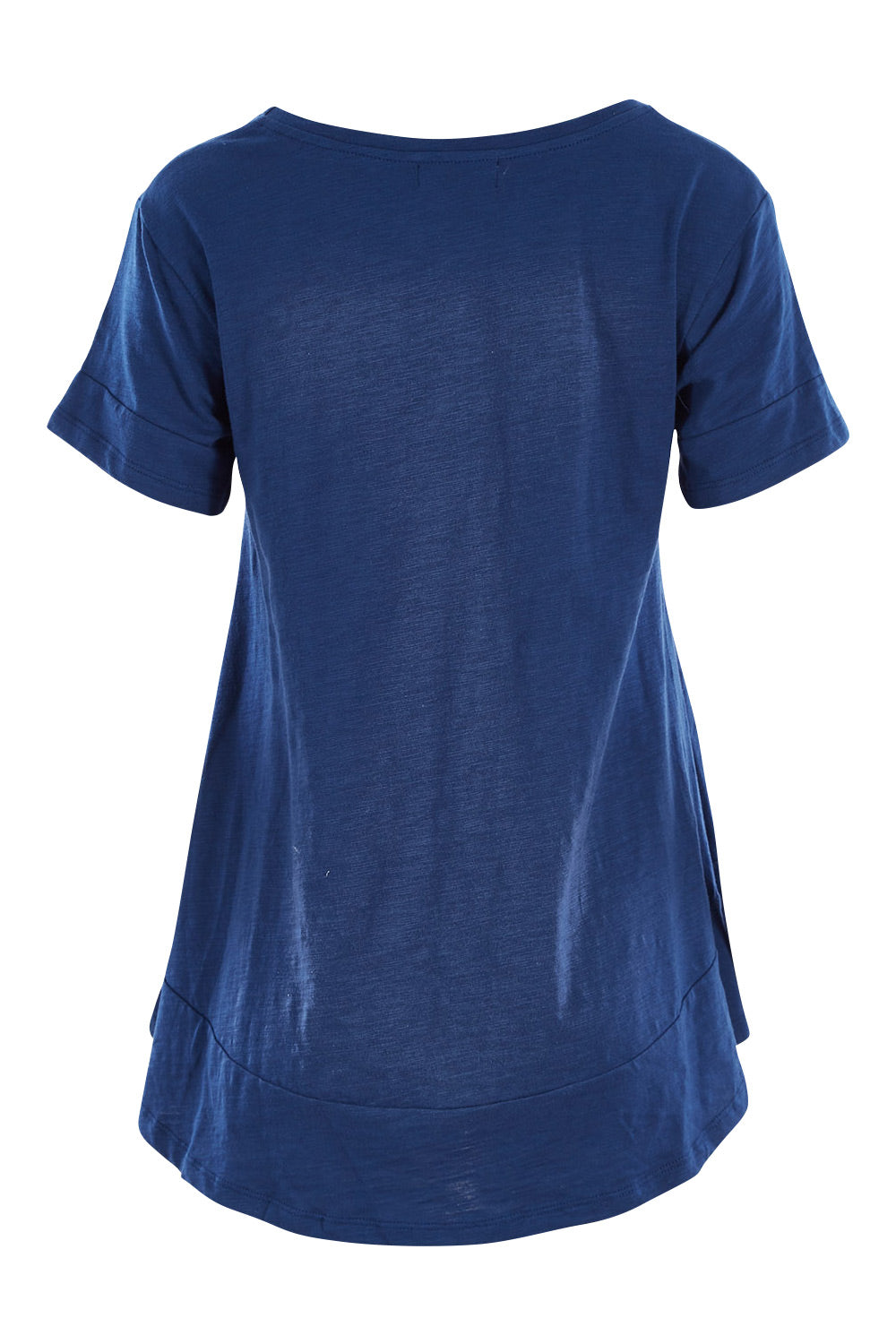 Product shot of The Short Sleeve Swing Tee in colour Navy (Blue), from the back