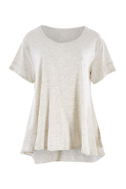 Product shot of The Short Sleeve Swing Tee in colour Oatmeal, from the front