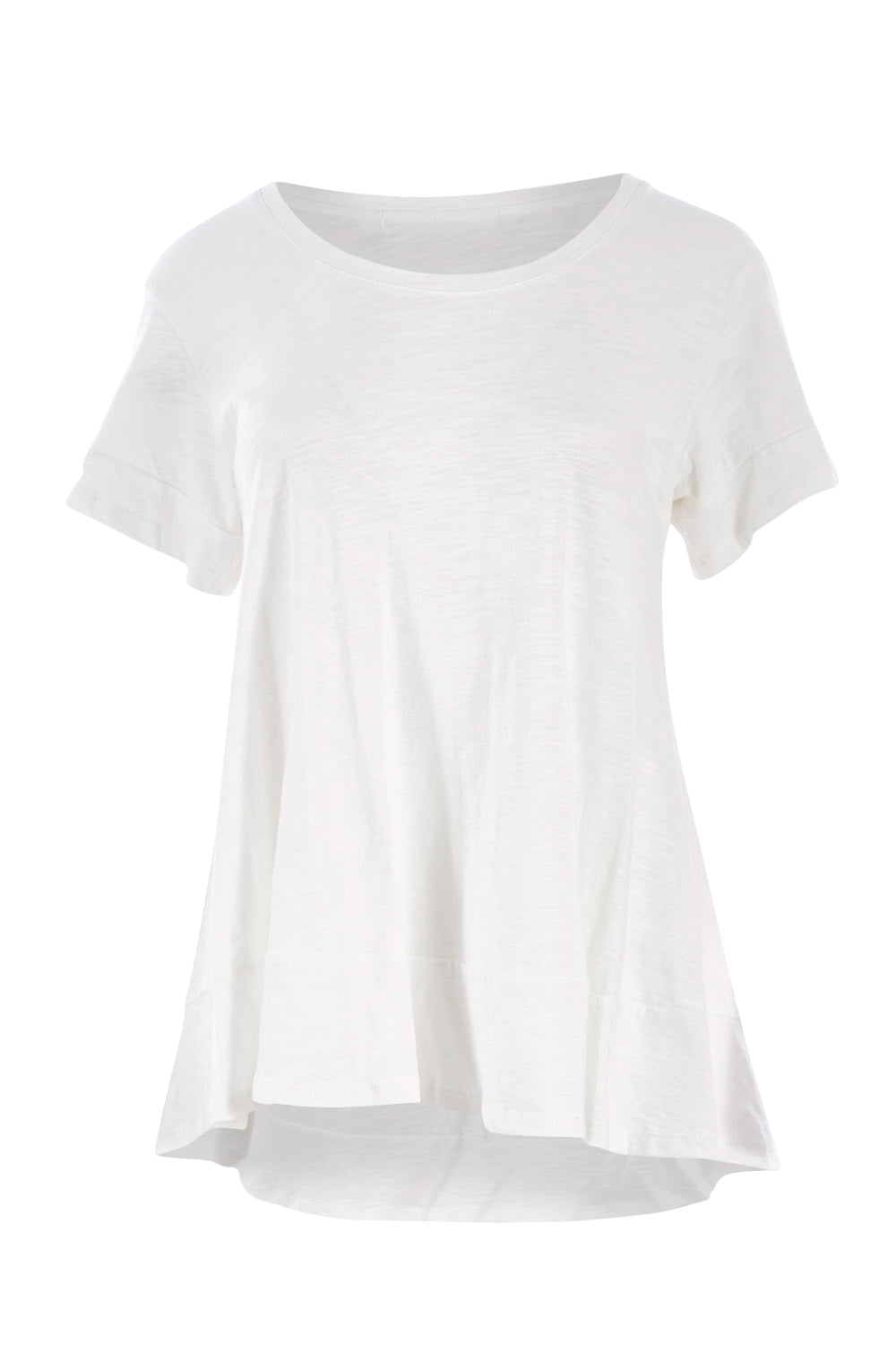Product shot of The Short Sleeve Swing Tee in colour White (White), from the front