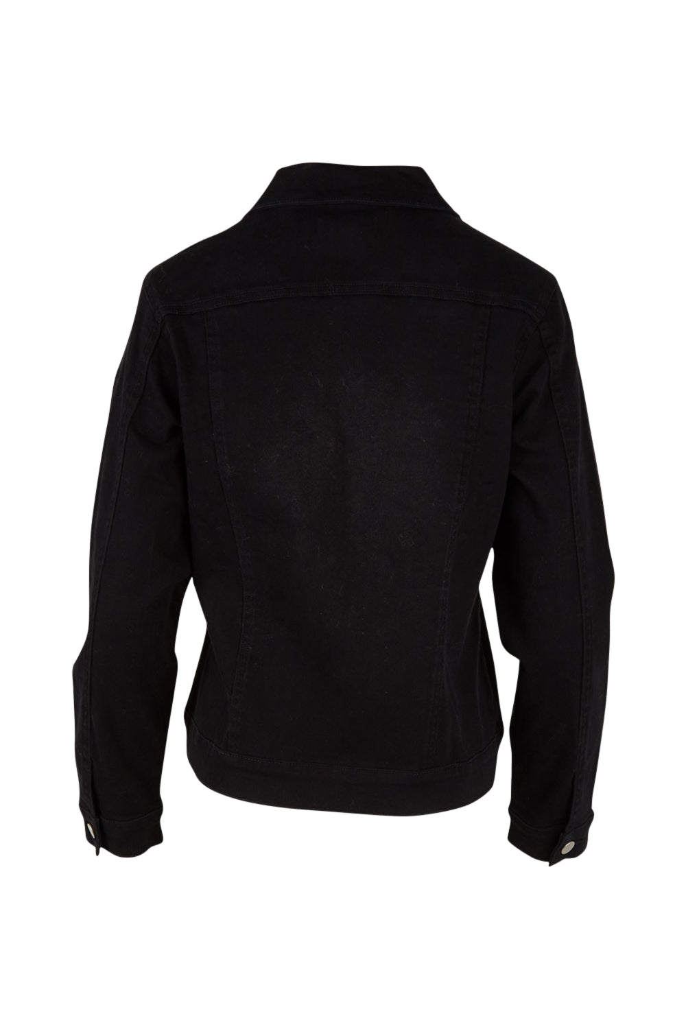 Product shot of The Denim Jacket in colour Black (Black), from the back
