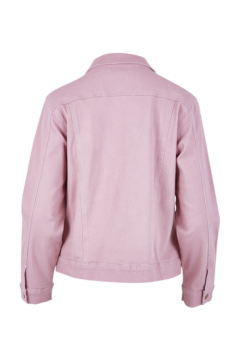 Product shot of The Denim Jacket in colour Dustypink (Pink), from the back