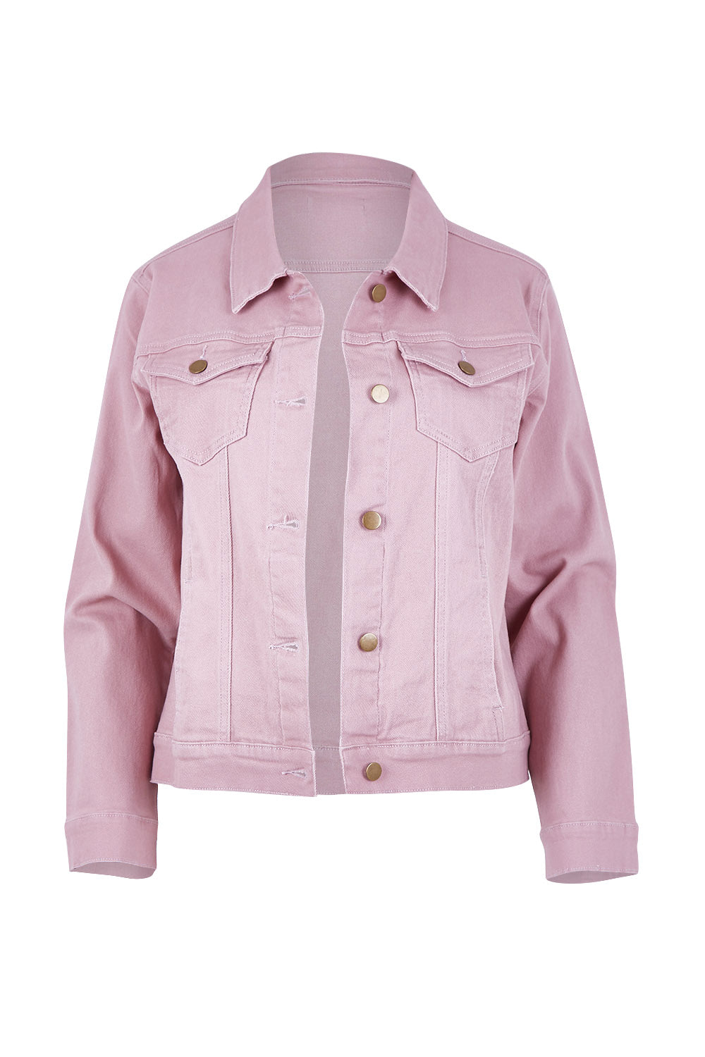 Product shot of The Denim Jacket in colour Dustypink (Pink), from the front