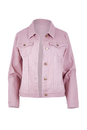 Product shot of The Denim Jacket in colour Dustypink (Pink), from the front