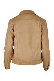 Product shot of The Denim Jacket in colour Tan, from the back