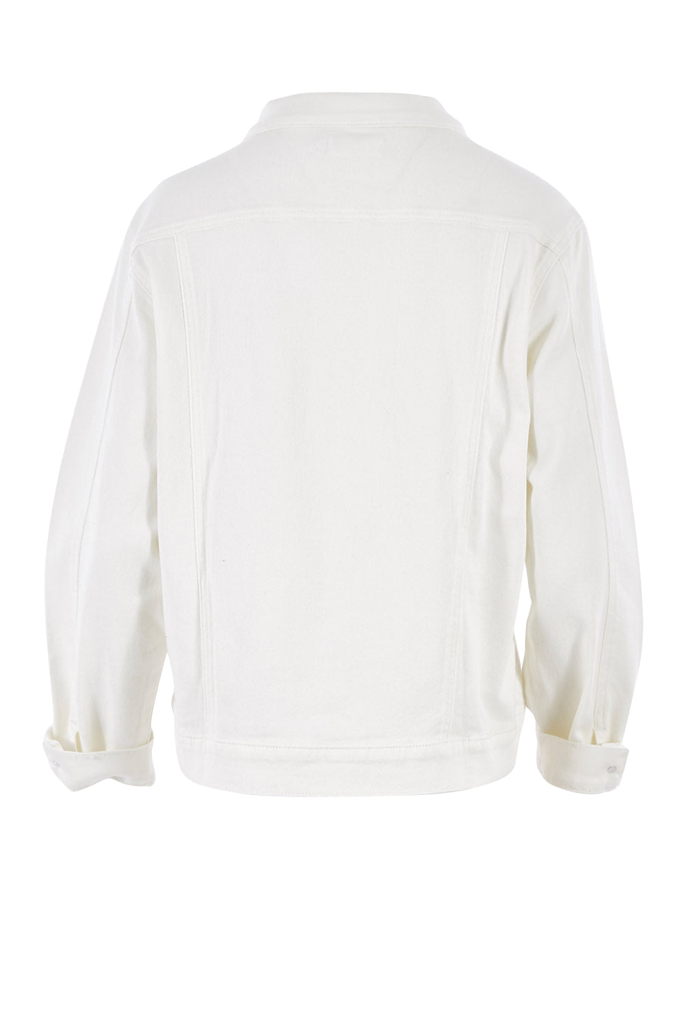 Product shot of The Denim Jacket in colour Whitedenim (White), from the back