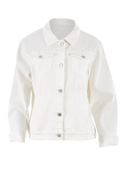 Product shot of The Denim Jacket in colour Whitedenim (White), from the front