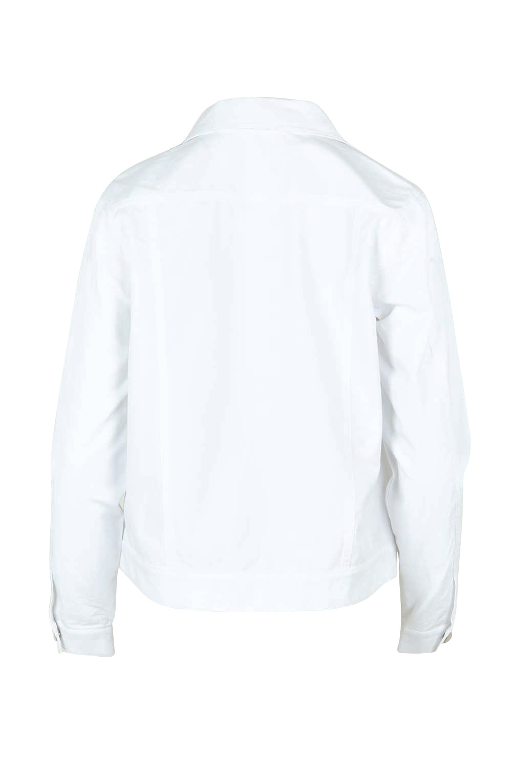 Product shot of The Tencel Blend Denim Jacket in colour White (White), from the back