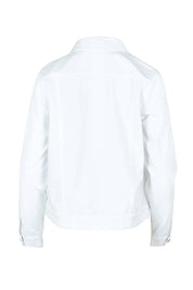 Product shot of The Tencel Blend Denim Jacket in colour White (White), from the back
