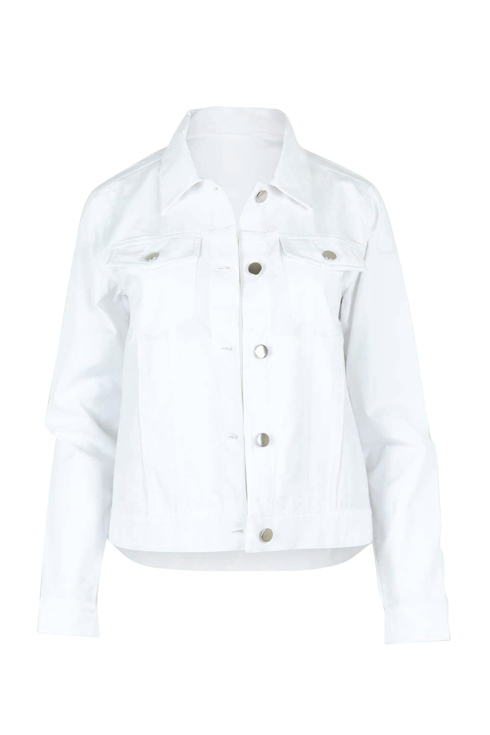 Product shot of The Tencel Blend Denim Jacket in colour White (White), from the front