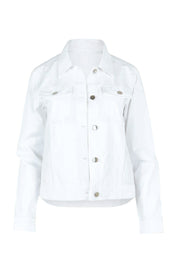 Product shot of The Tencel Blend Denim Jacket in colour White (White), from the front