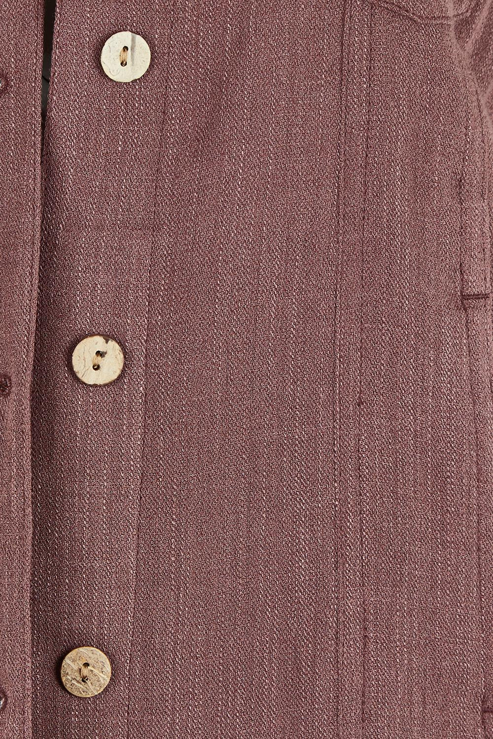 Product shot of The Must Have Linen Look Jacket in colour Mulberry (Pink), detail