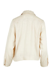 Product shot of The Must Have Linen Look Jacket in colour Sand, from the back