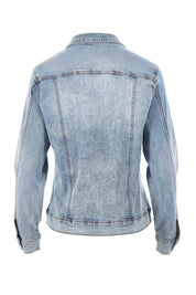 Product shot of The Denim Jacket in colour Lightdenim (Blue), from the back