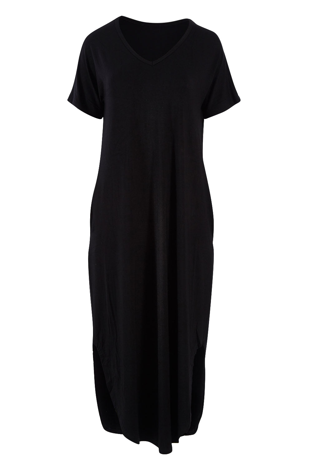 Product shot of The Cotton Blend Maxi in colour Black (Black), from the front