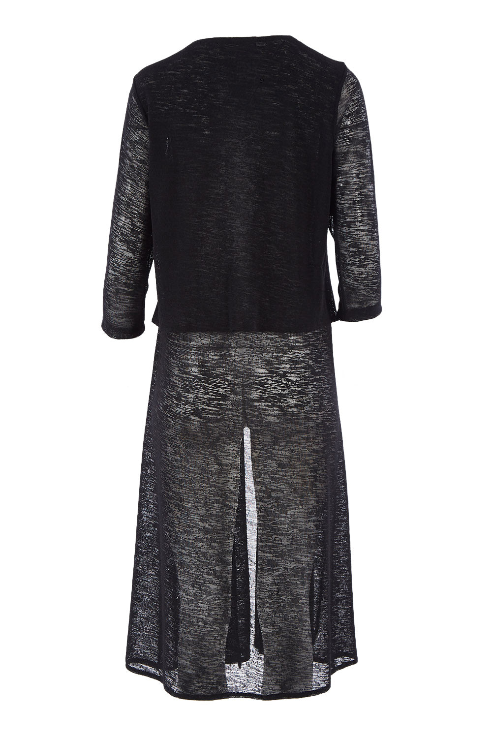 Product shot of The Throw Over Duster Cardi in colour Black (Black), from the back