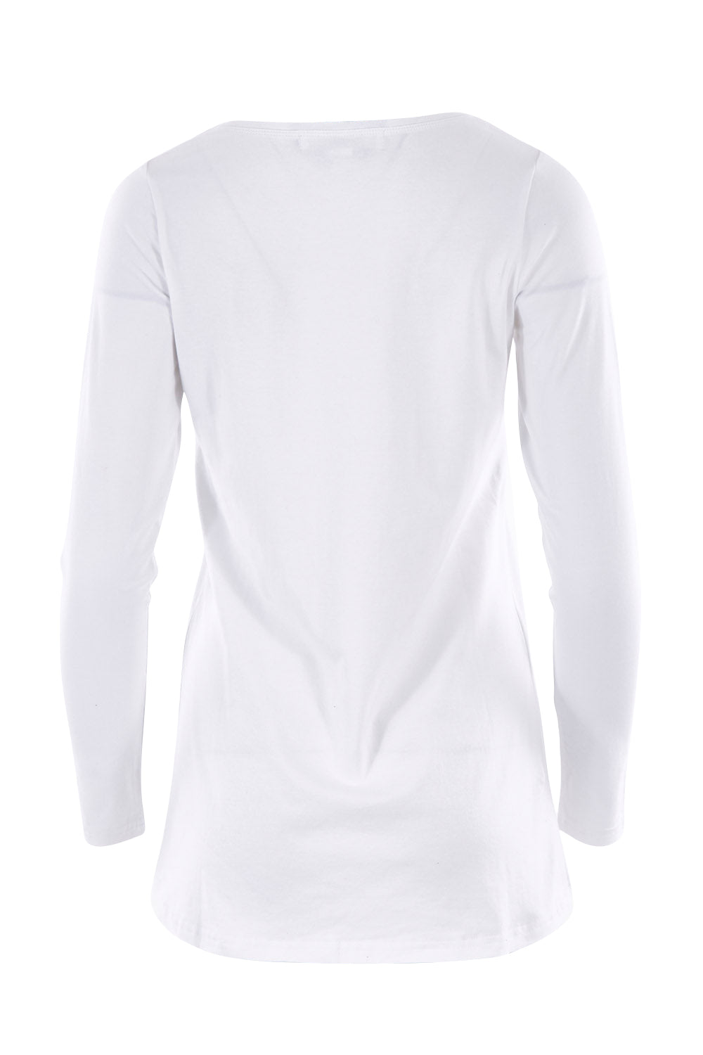 Product shot of The Scoop Neck Essential Tee in colour White (White), from the back