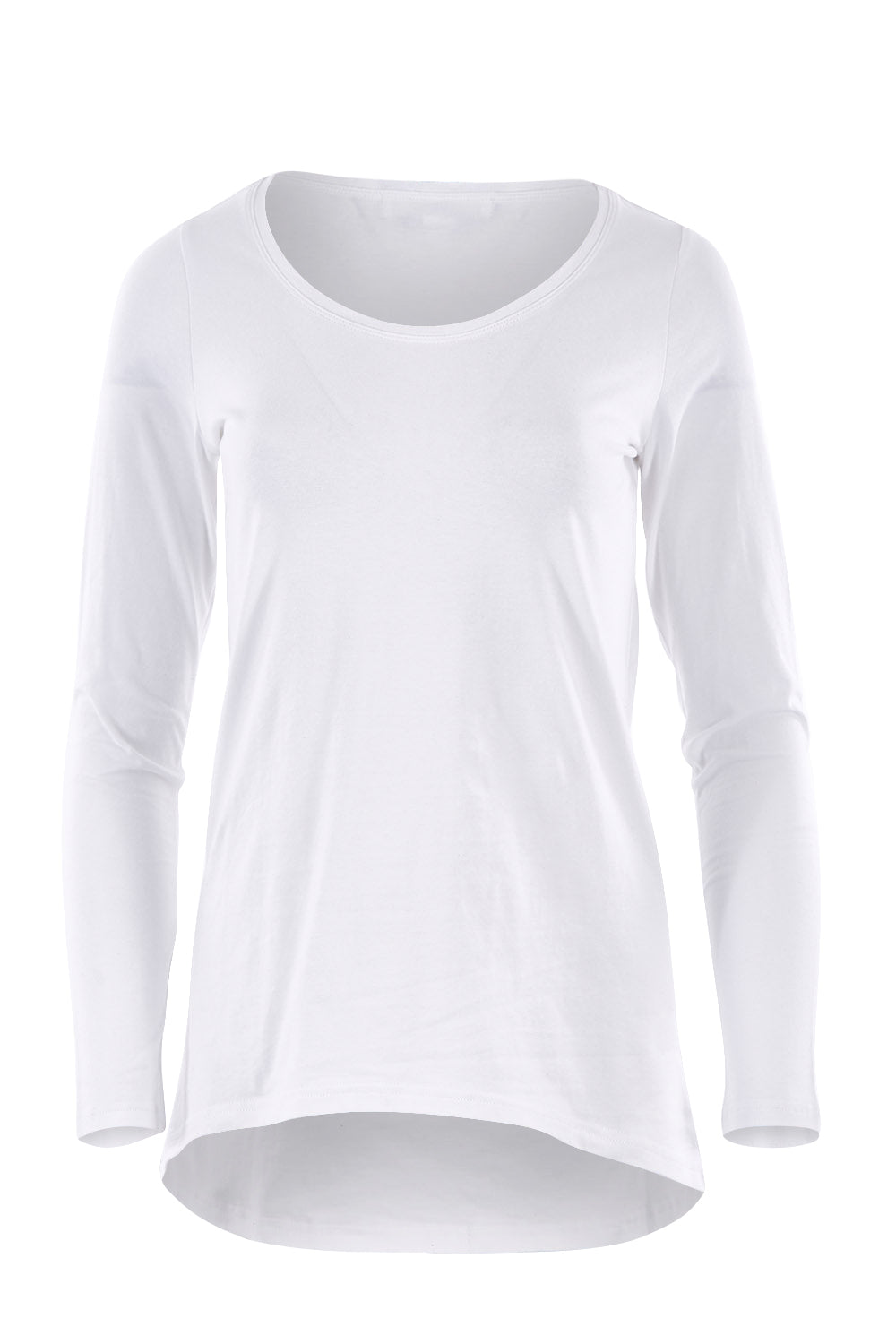 Product shot of The Scoop Neck Essential Tee in colour White (White), from the front