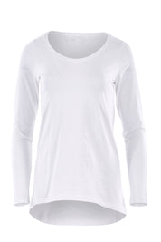 Product shot of The Scoop Neck Essential Tee in colour White (White), from the front