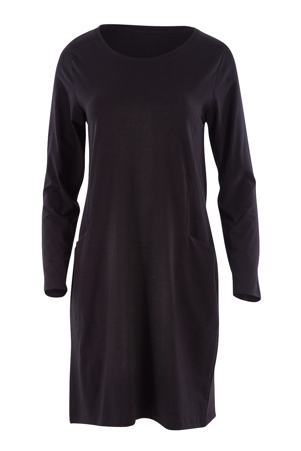 Product shot of The Essential Tunic Top in colour Black (Black), from the front