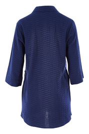 Product shot of The Textured Overshirt in colour Navy (Blue), from the back
