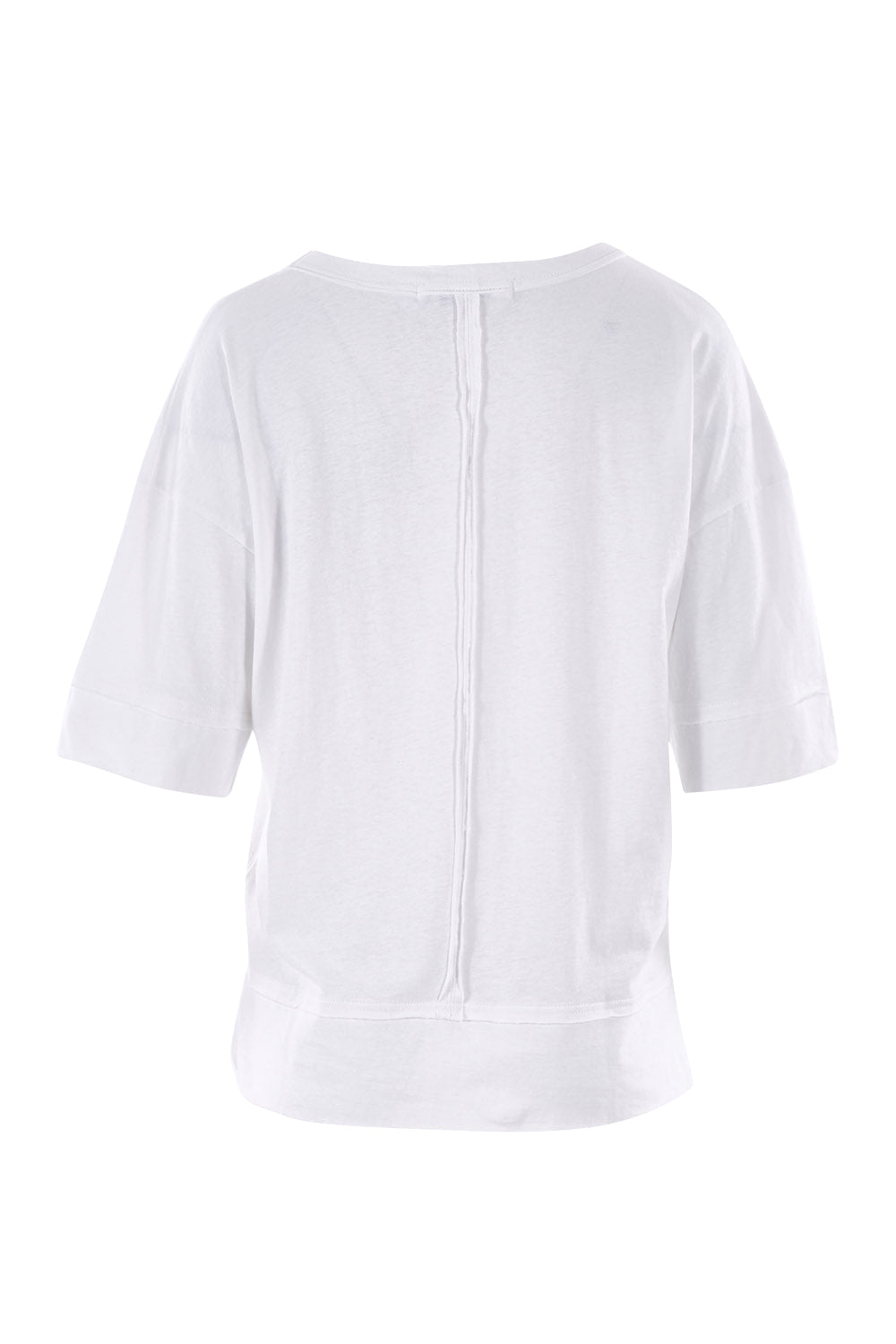 Product shot of The Panel Detail Tee in colour White (White), from the back