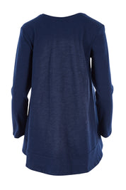 Product shot of The Long Sleeve Swing Tee in colour Navy (Blue), from the back
