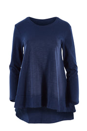 Product shot of The Long Sleeve Swing Tee in colour Navy (Blue), from the front
