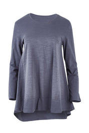 Product shot of The Long Sleeve Swing Tee in colour Slate (Grey), from the front