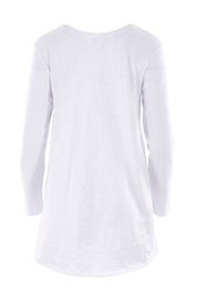 Product shot of The Long Sleeve Swing Tee in colour White (White), from the back