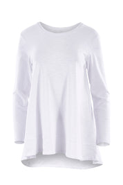 Product shot of The Long Sleeve Swing Tee in colour White (White), from the front