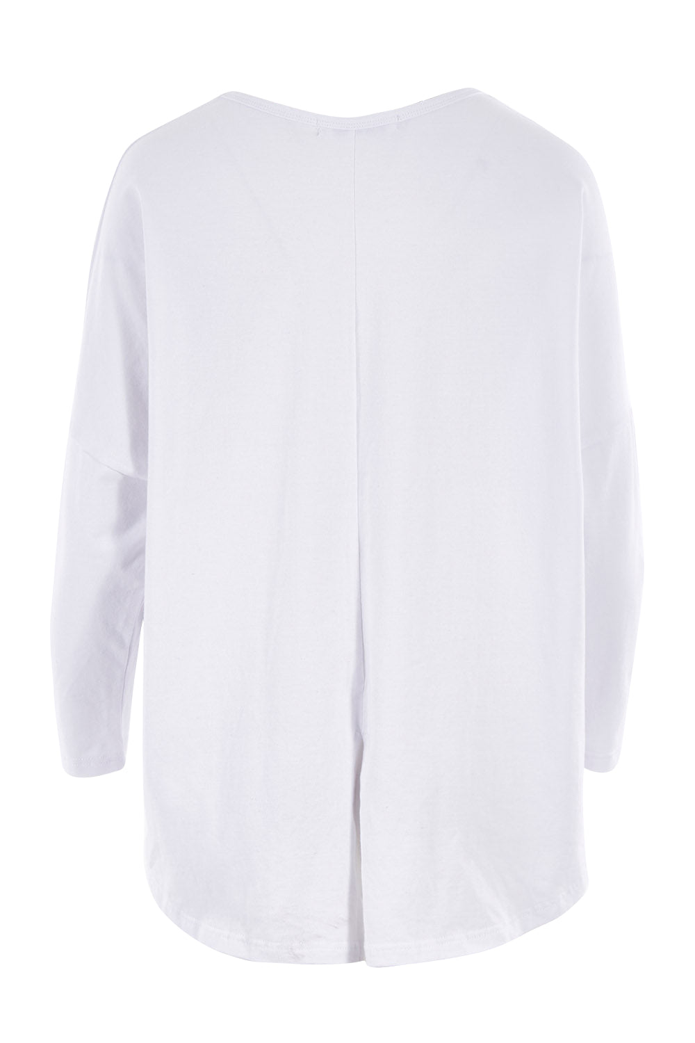 Product shot of The V Neck Split Back Top in colour White (White), from the back