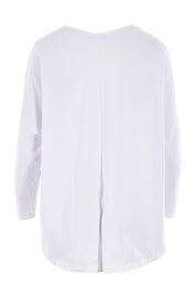 Product shot of The V Neck Split Back Top in colour White (White), from the back