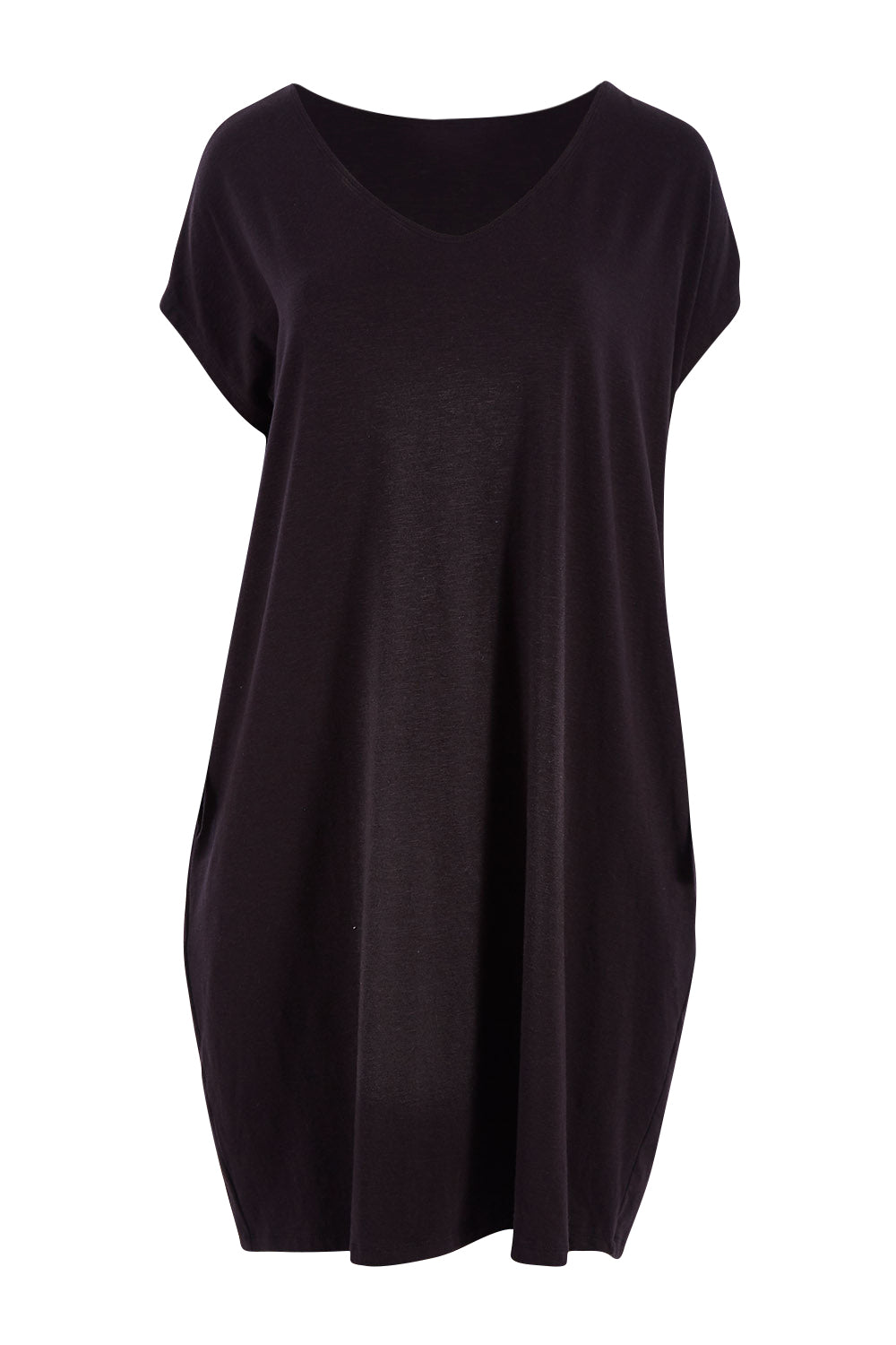 Product shot of The Relaxed Jersey Dress in colour Black (Black), from the front