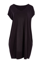 Product shot of The Relaxed Jersey Dress in colour Black (Black), from the front